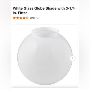White Glass Globe Shade with 3-1/4 in. Fitter NWT